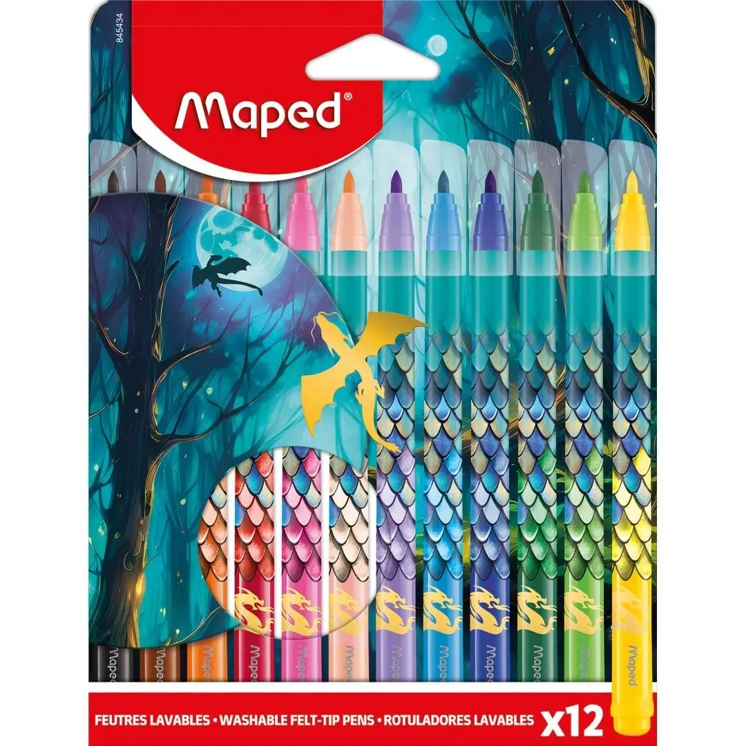 Flamastry Dragon 12kol MAPED - Papiernicze i szkolne