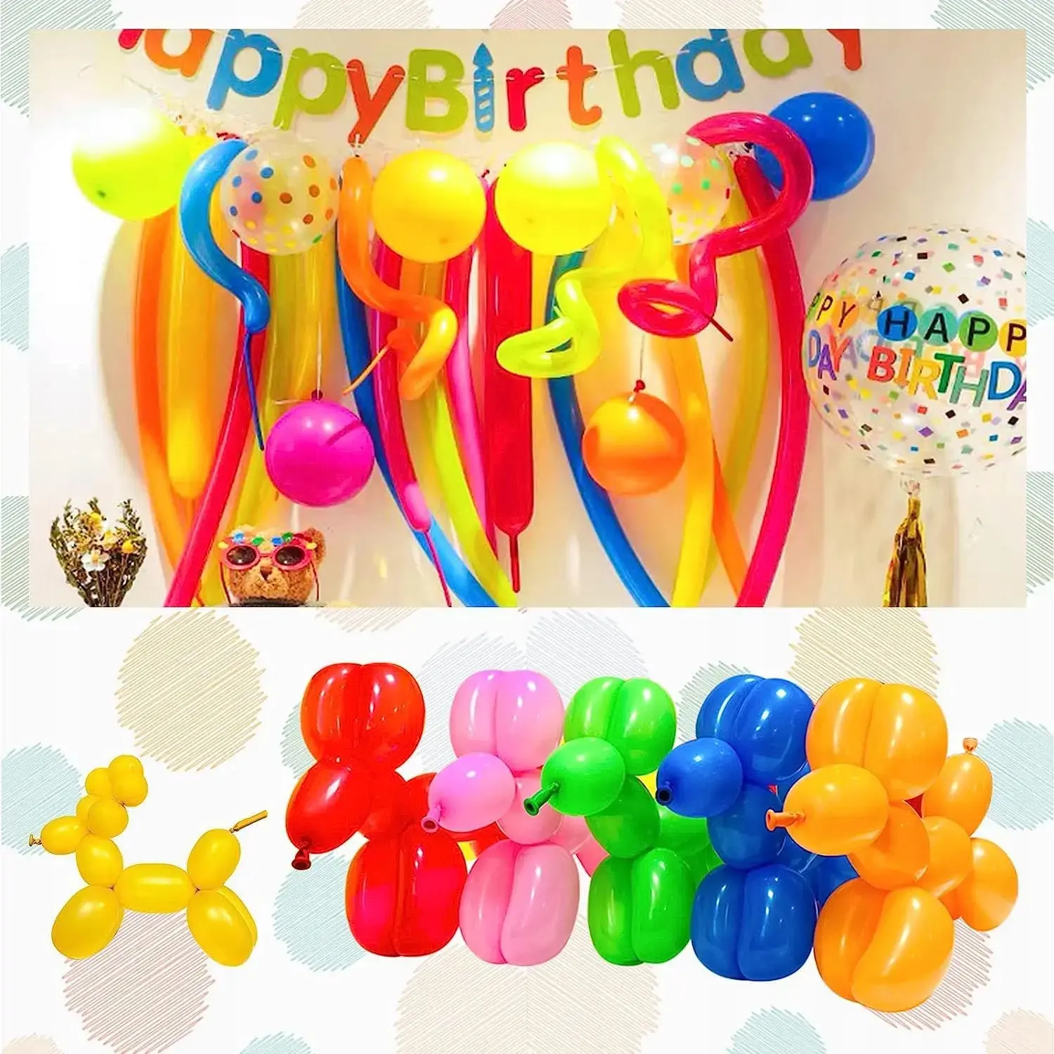 Długie Balony Do Modelowania na Urodziny ZESTAW 100 szt.+ Pompka - Papiernicze i szkolne
