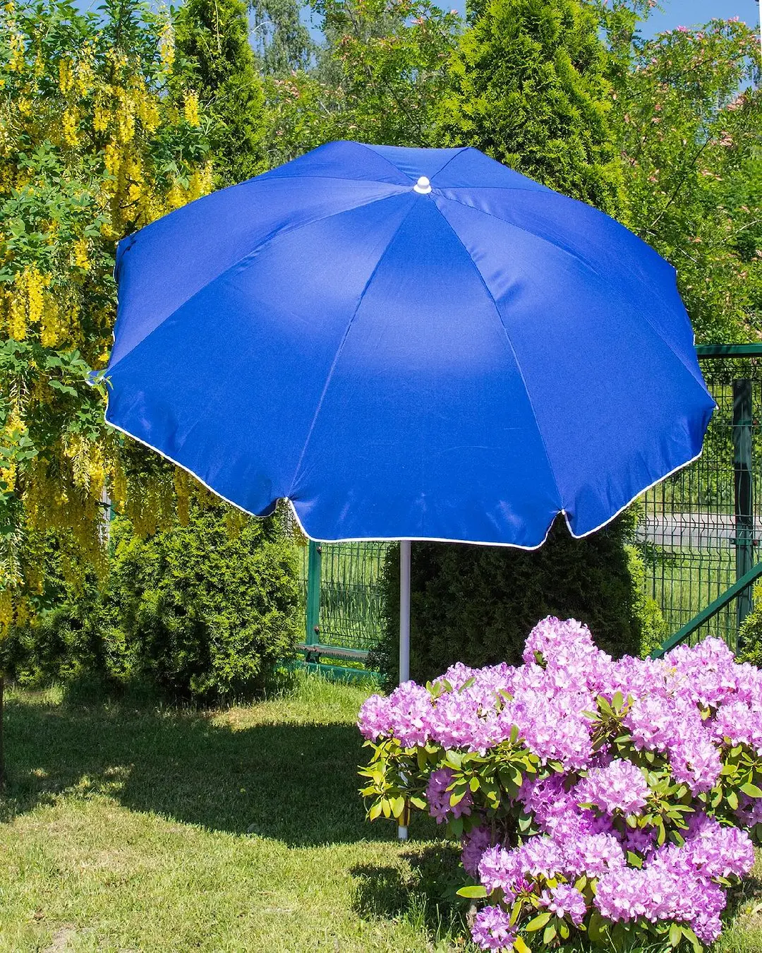 Parasol polyester tkanina 240cm, 8 drutów, łamany, granatowy - Elektronika i akcesoria