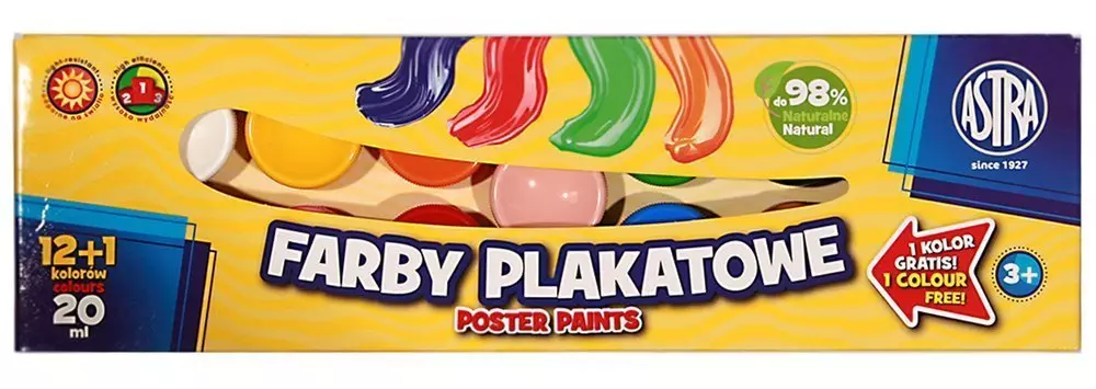 Farby plakatowe, 13 kolorów - Papiernicze i szkolne