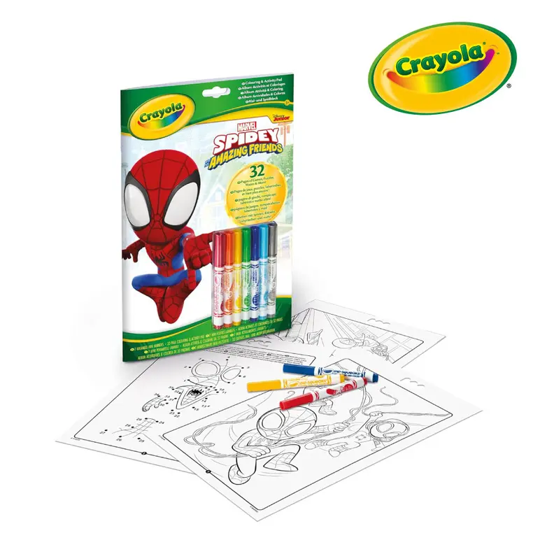Crayola Kolorowanka dla dzieci z łamigłówkami i flamastrami Spidey i super-kumple 3+ - Książki