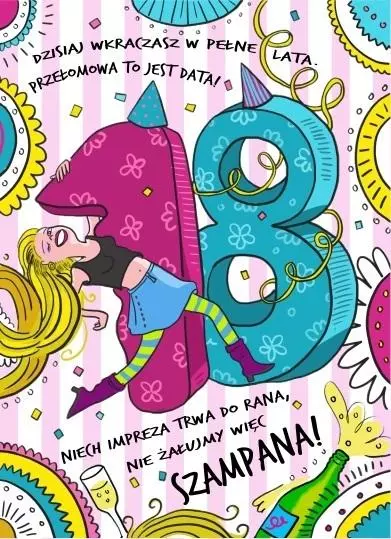 Karnet B6 Urodziny - 18- stka Dziewczyna 2 - Papiernicze