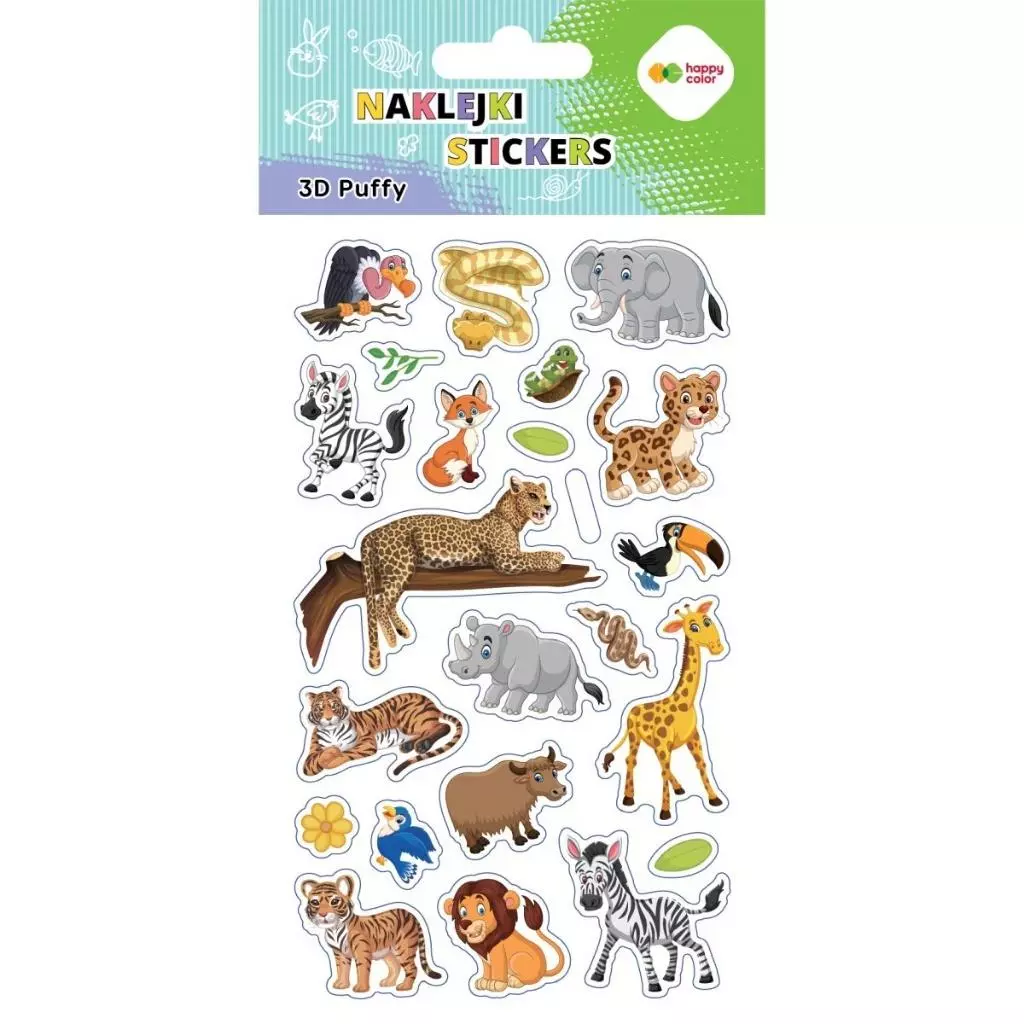 Naklejki 3D Puffy Wildlife 10x20cm HAPPY COLOR - Papiernicze i szkolne
