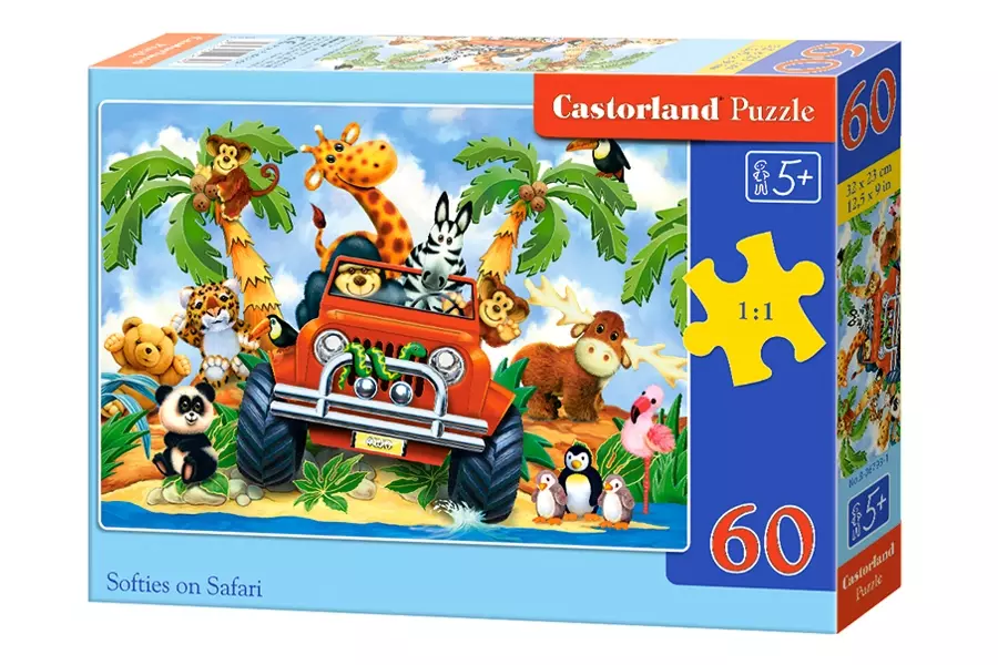 Puzzle 60 elementów. Pluszaki na safari - Puzzle