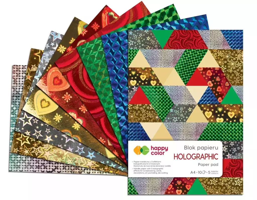 Blok A4/10K Holographic 70g HAPPY COLOR - Papiernicze i szkolne