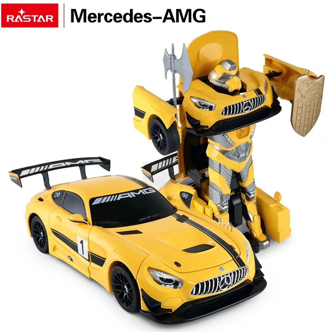 Autko/Robot 2w1 R/C 1:14 Mercedes-AMG GT3 Żółty RASTAR - Zabawki