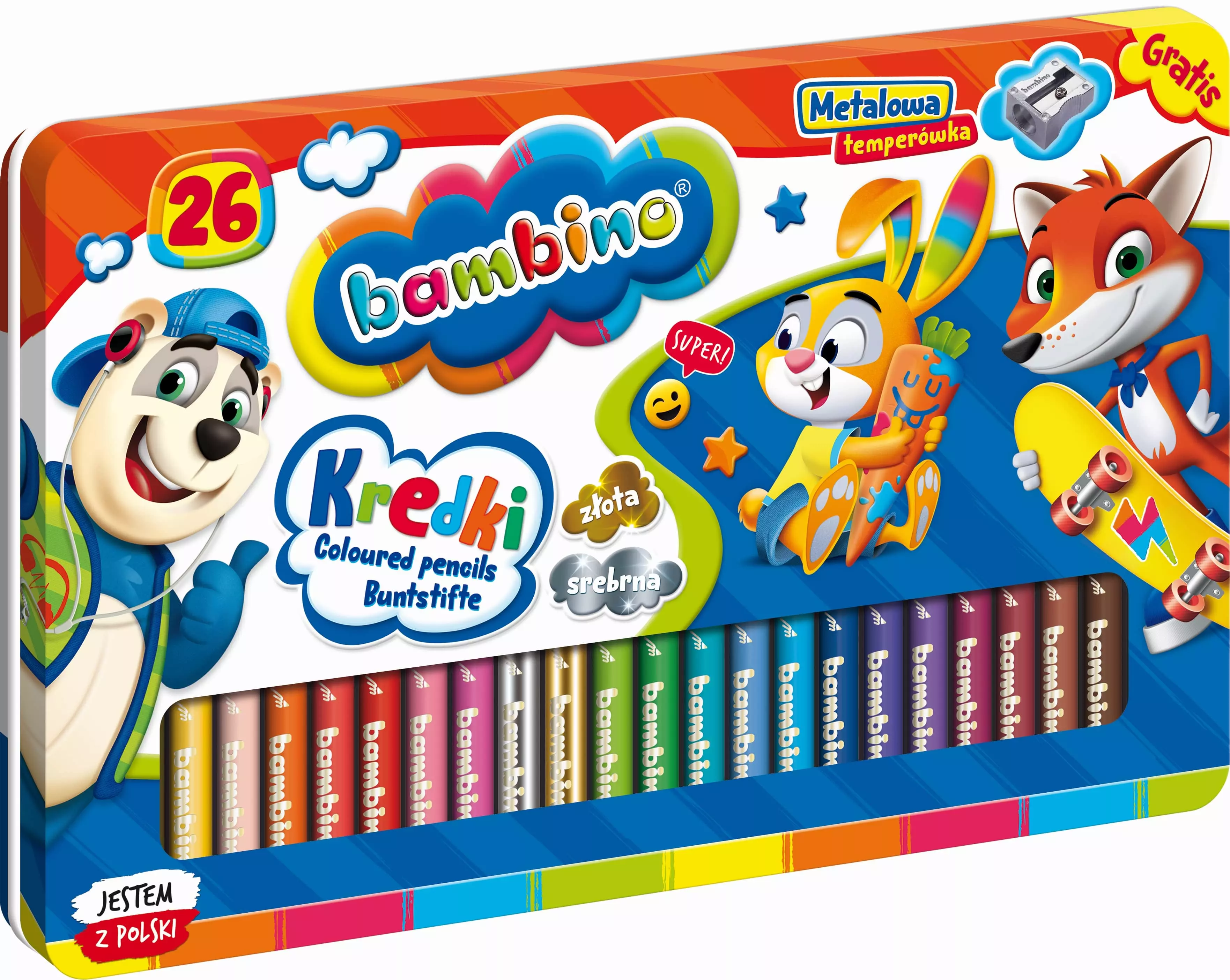 St. Majewski, kredki ołówkowe, Bambino, drewniane, 26 kolorów - Papiernicze i szkolne