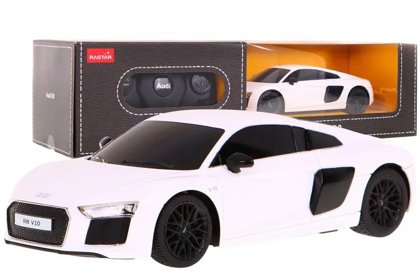 Audi R8 biały RASTAR model 1:24 Zdalnie sterowane auto + Pilot 2,4 GHz - Zabawki