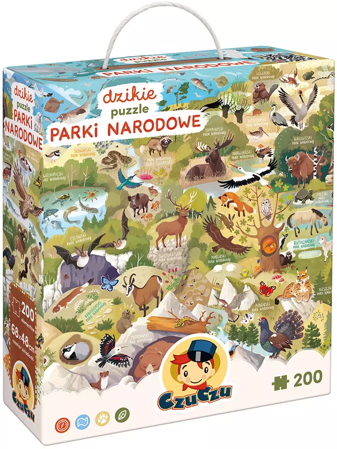 Dzikie puzzle 200 elementów. Parki narodowe - Puzzle