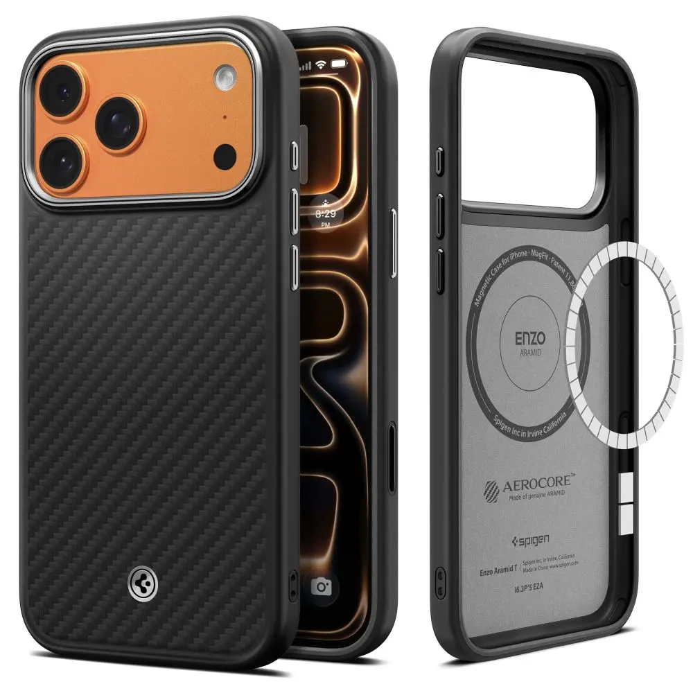 Spigen Enzo Aramid 'T' Mag MagSafe iPhone 17 Pro Max BLACK/SILVER - Elektronika i akcesoria