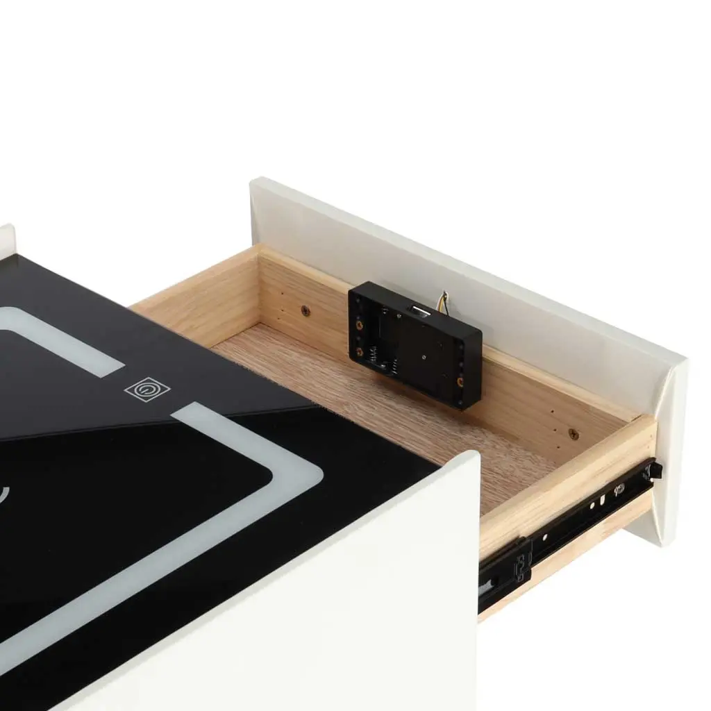 Szafka nocna szuflady oświetlenie LED USB ładowanie głośnik Bluetooth ecru - Elektronika i akcesoria