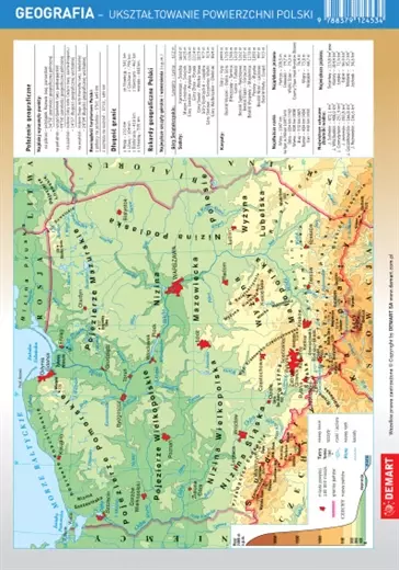 Karta edukacyjna. Geografia - ukształtowanie powierzchni Polski - Książki