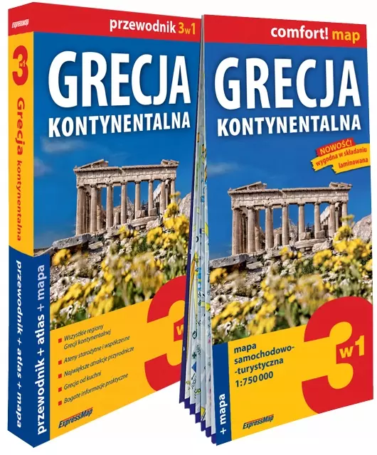 Grecja kontynentalna przewodnik + atlas + mapa 3w1 - Książki