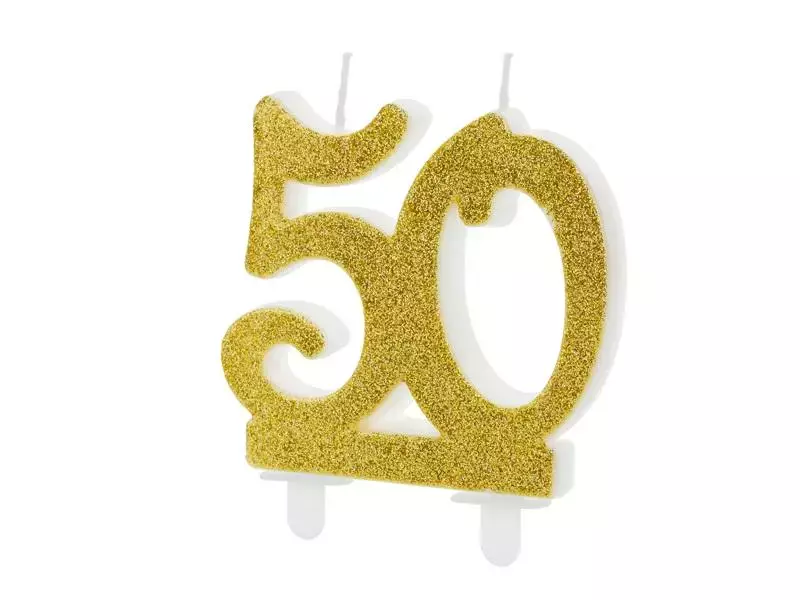 Świeczka urodzinowa 50 złota 7.5cm - Papiernicze i szkolne