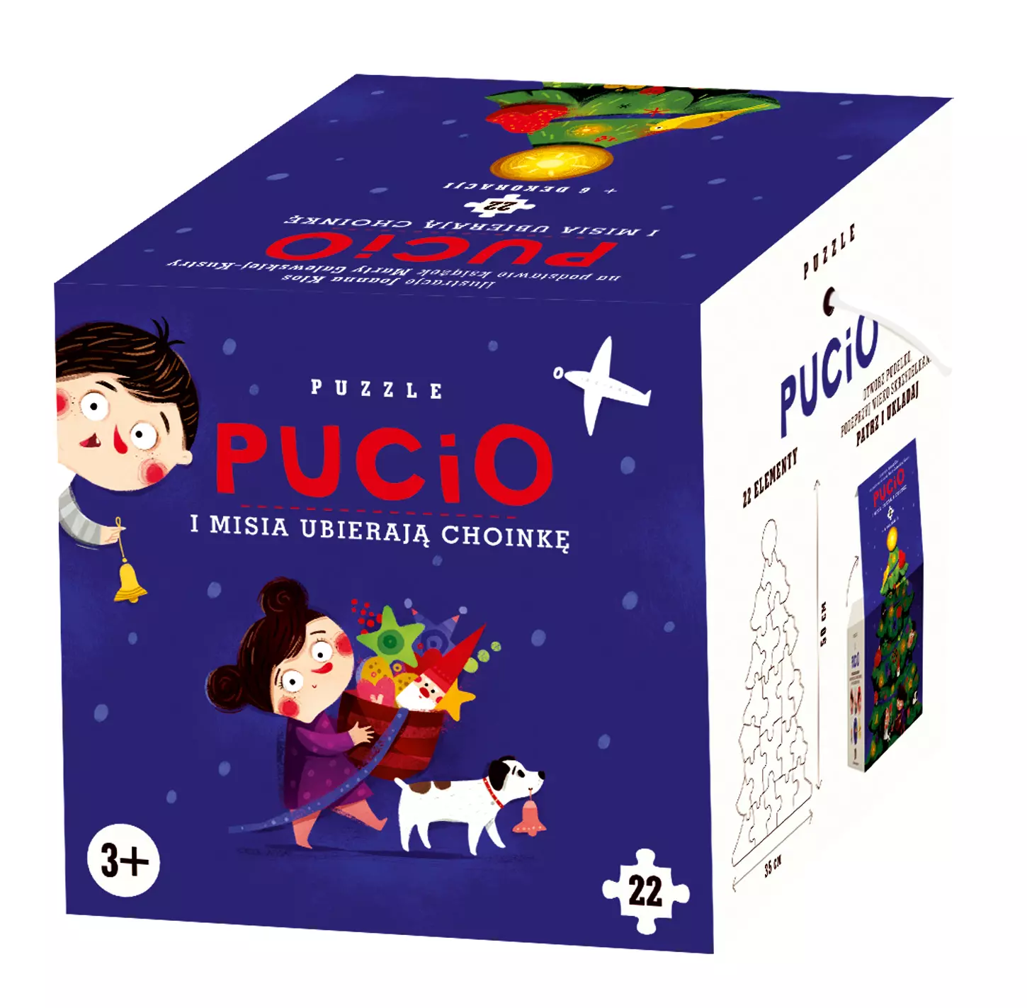 Puzzle 22 elementy. Pucio i Misia ubierają choinkę - Puzzle