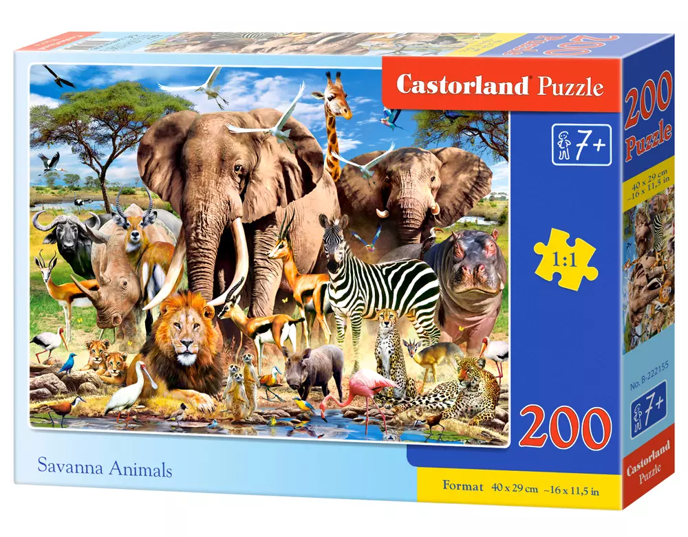 Puzzle 200 elementów. Zwierzęta sawanny - Puzzle