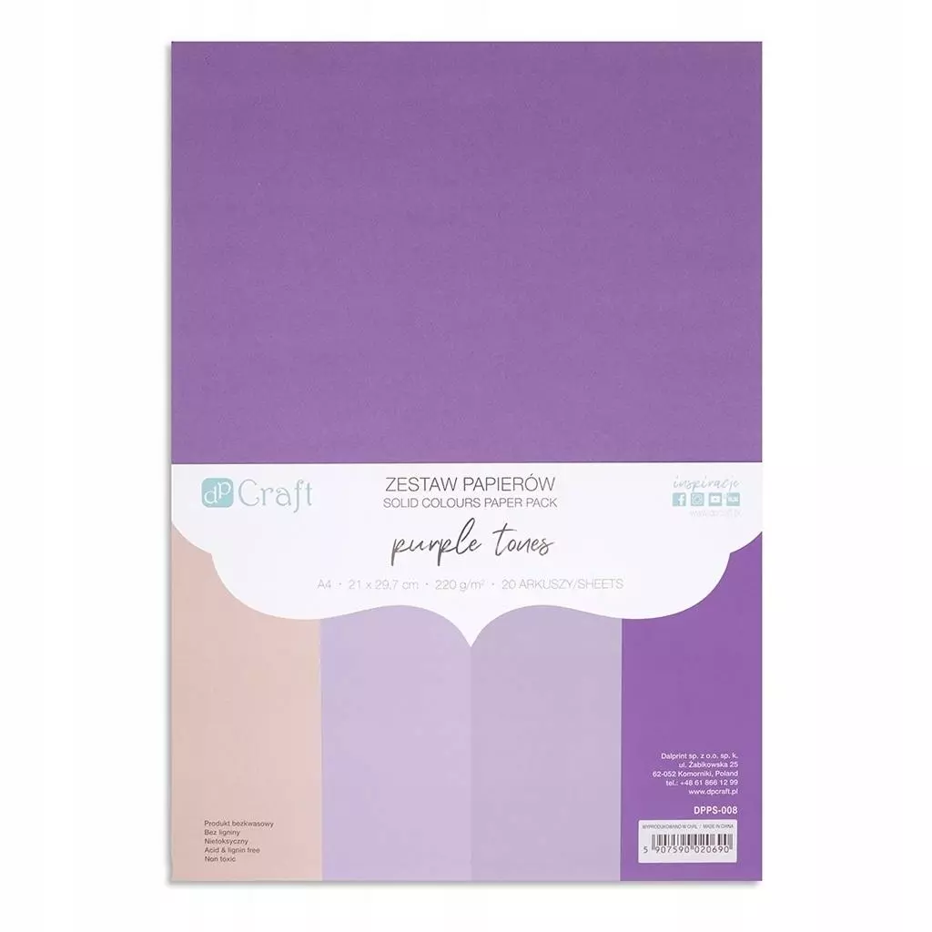 Zestaw papierów A4 20 arkuszy Purple tones 220g - Książki