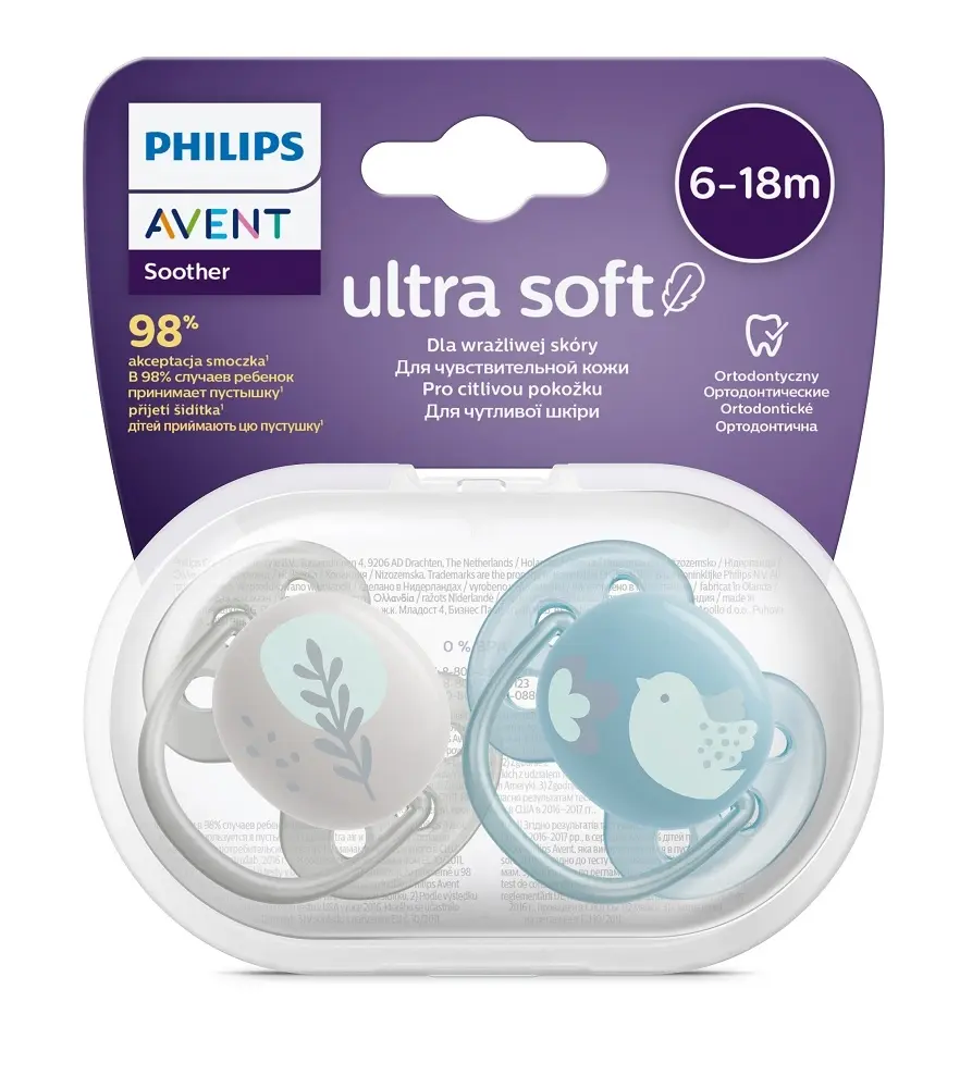 Philips Avent Smoczek ortodontyczny Ultra Soft 6-18m 2szt SCF091/15 - Zabawki