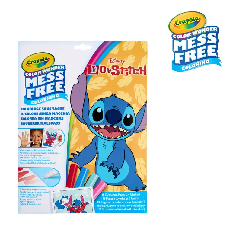 Crayola Kolorowanka dla dzieci i 4 niebrudzące magiczne flamastry Color Wonder Mess Free Lilo i Stitch 3+ - Książki
