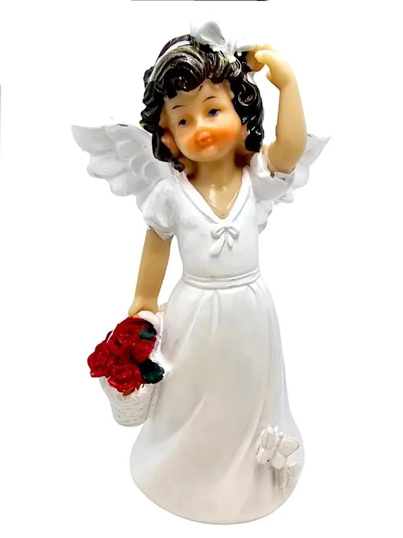 Figurka Aniołek koszyk z kwiatami 15cm - Papiernicze i szkolne
