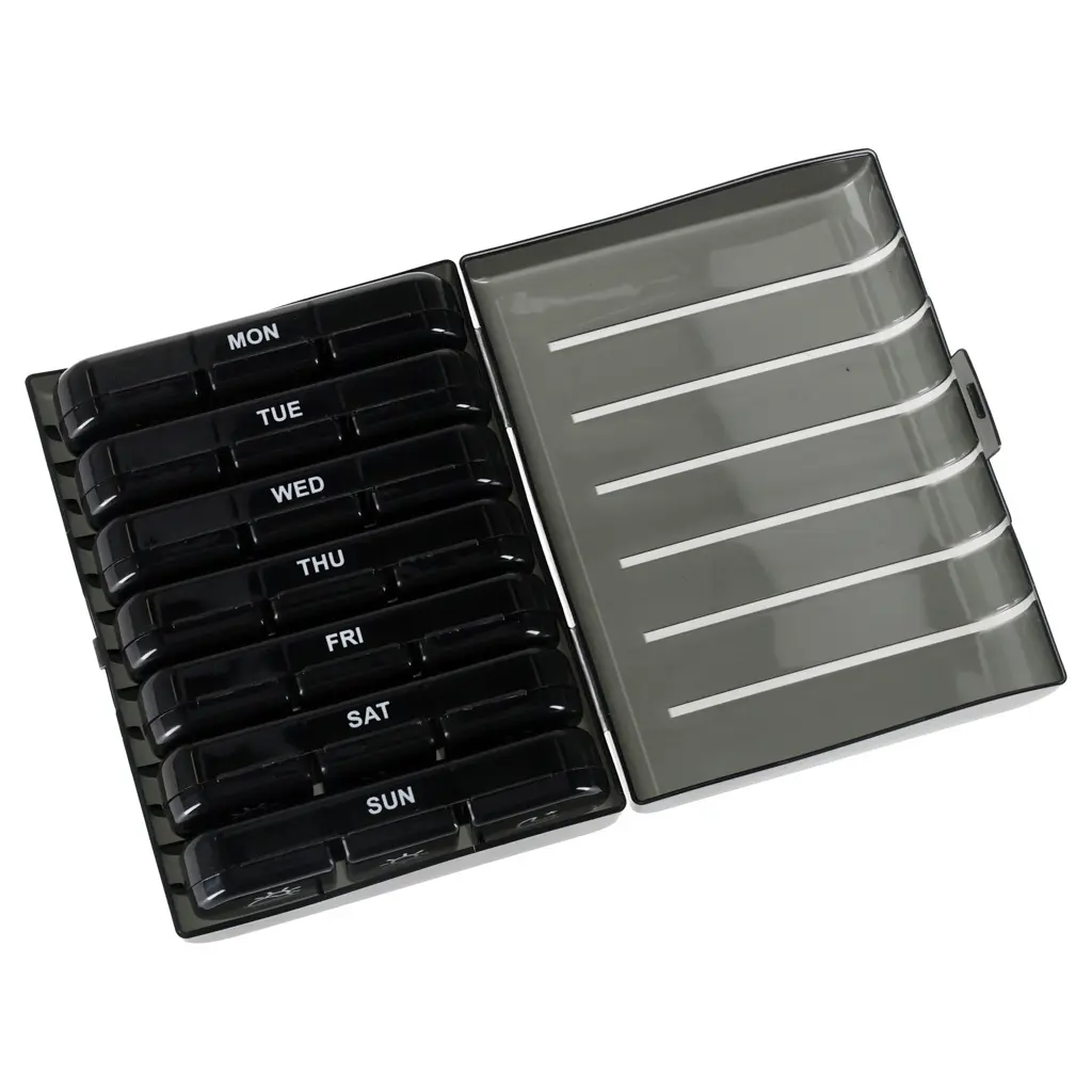 Pojemnik organizer na tabletki leki czarny - Elektronika i akcesoria