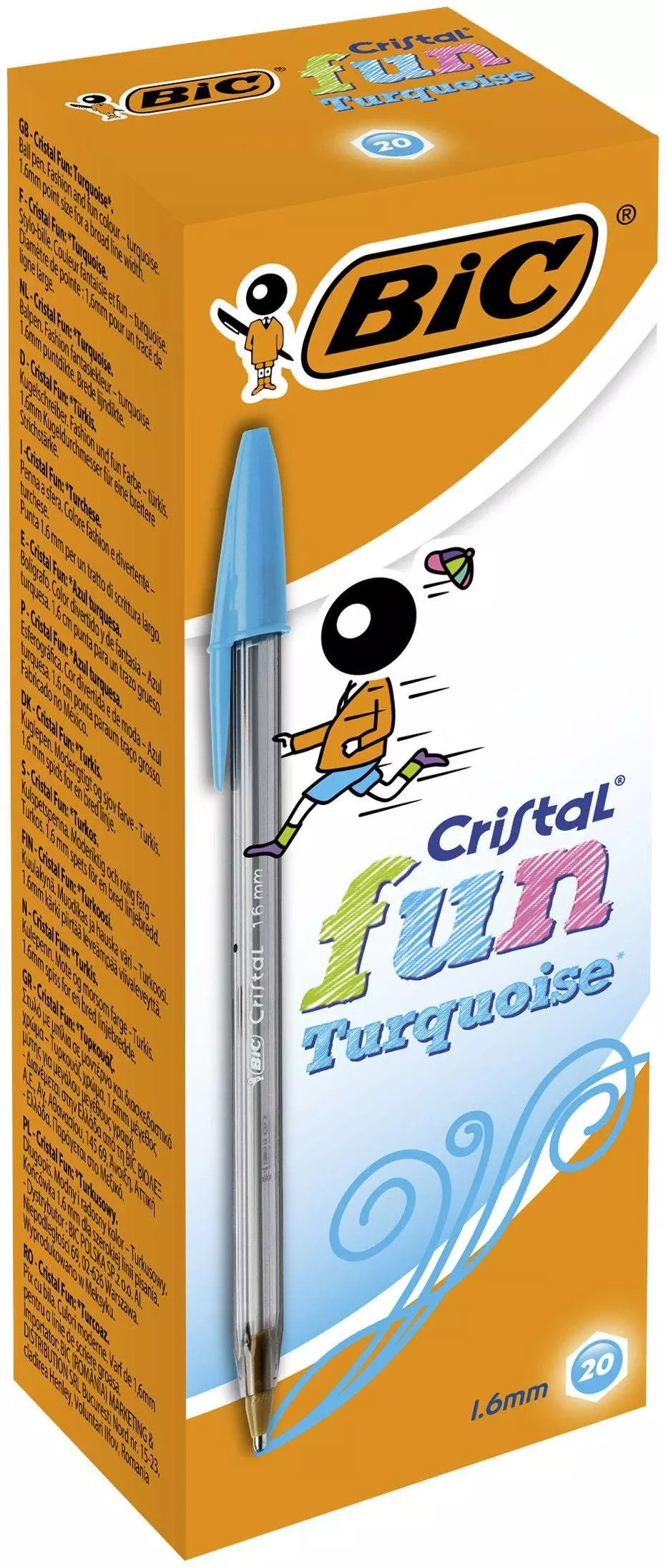 Paczka Długopis BIC Cristal Fun 1.6mm turkusowy 20szt. - Papiernicze i szkolne