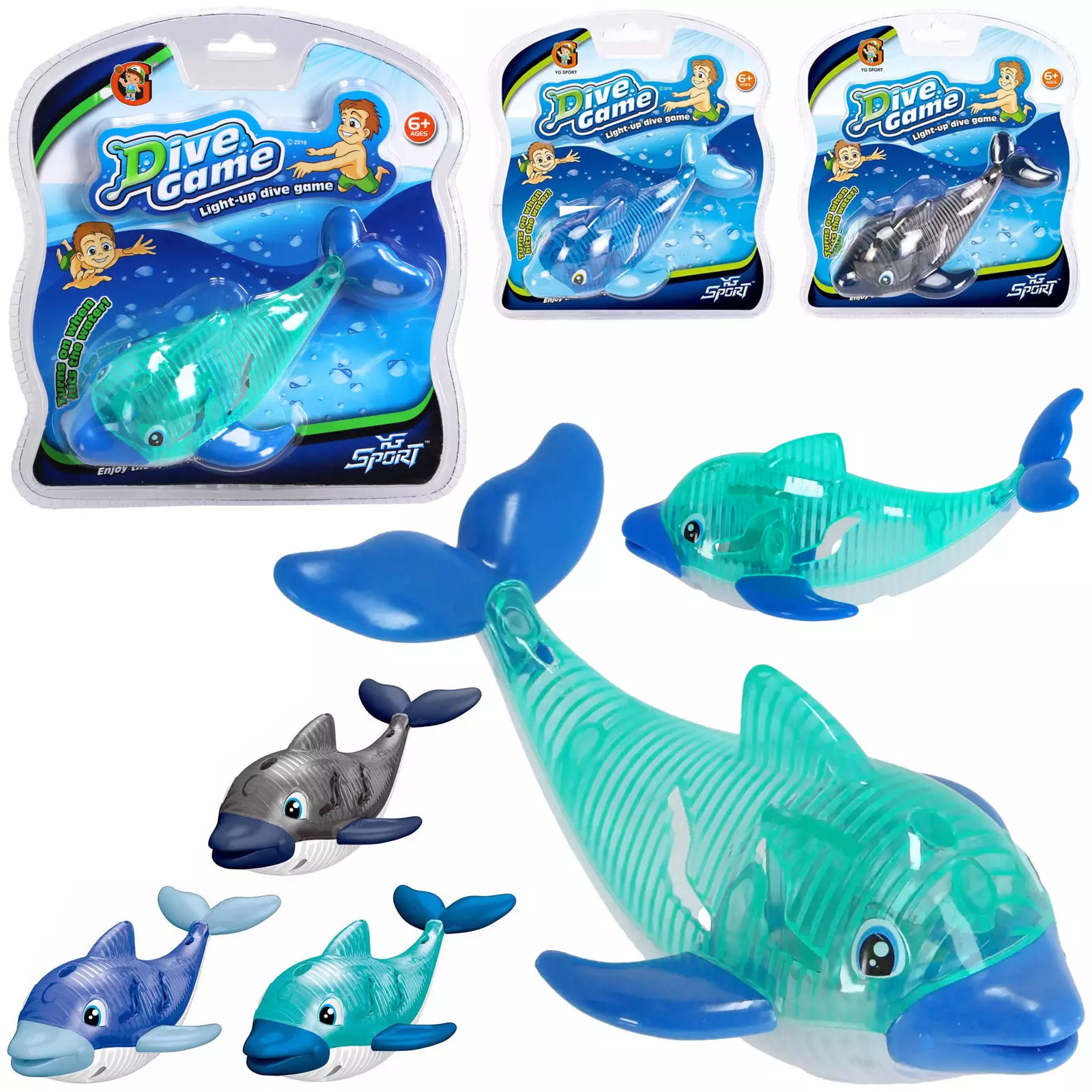 ŚWIECĄCA ZABAWKA DELFIN DO NURKOWANIA ZE ŚWIATŁEM NA BASEN DO WODY PREZENT - Zabawki