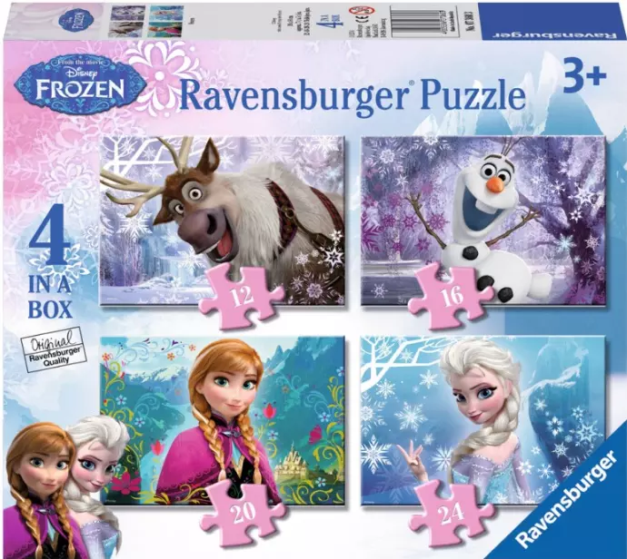 Puzzle 4 w 1. 12, 16, 20, 24 elementy. Kraina Lodu - Puzzle