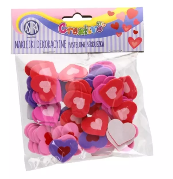 Creativo. Naklejki samoprzylepne na piance, serca - Papiernicze i szkolne