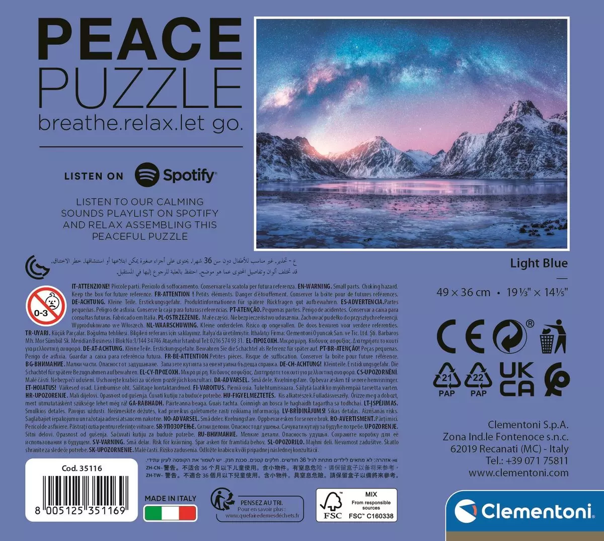 Puzzle 500 elementów. Peace. Jasnoniebieski - Puzzle