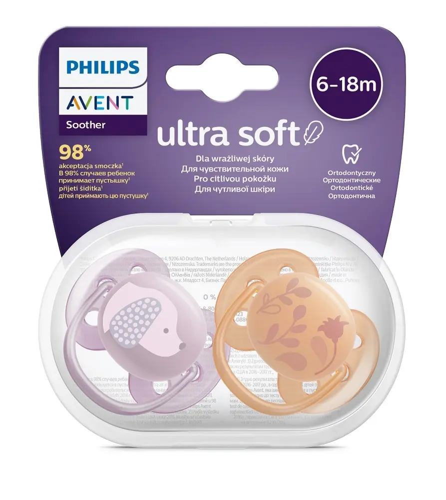 Philips Avent Smoczek ortodontyczny Ultra Soft 6-18m 2 szt SCF091/18 - Zabawki