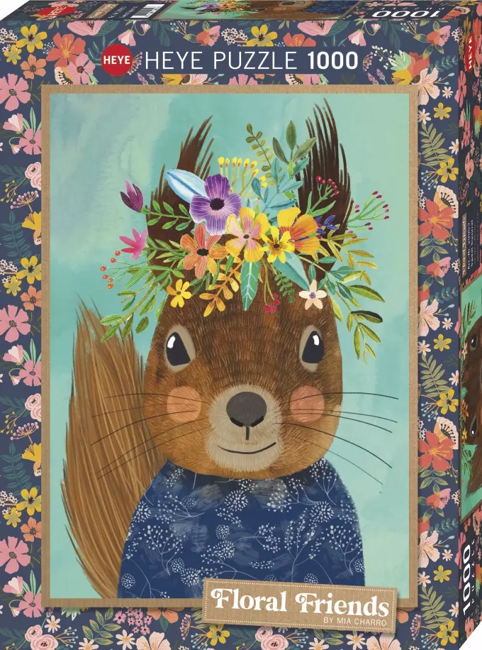 Puzzle 1000 elementów. Floral Friends. Wiewiórka, Mia Charro - Puzzle