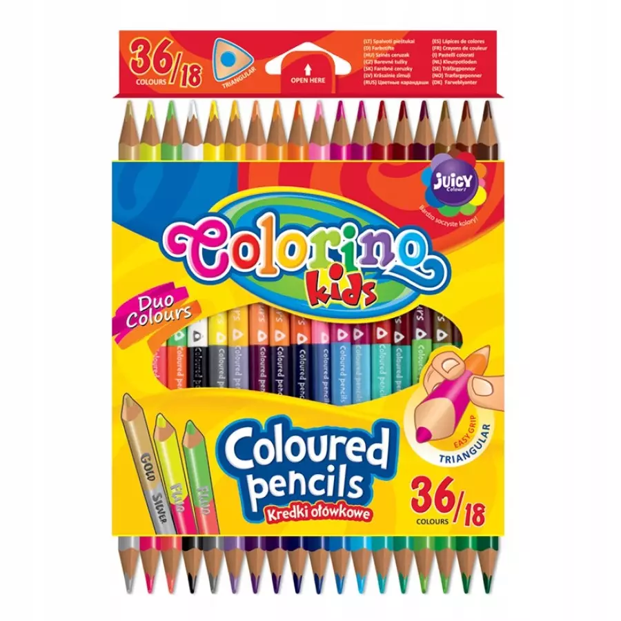 Kredki ołówkowe trójkątne dwukolorowe 18 szt / 36 kol. Colorino Kids new - Papiernicze i szkolne
