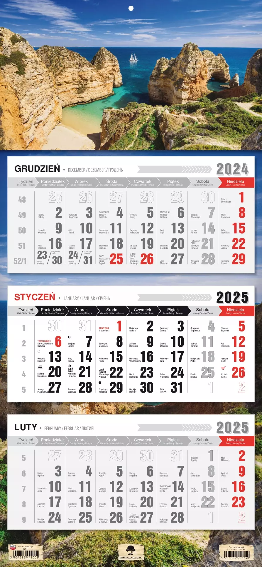 Kalendarz ścienny TRÓJDZIELNY 2025 ZATOKA - Książki