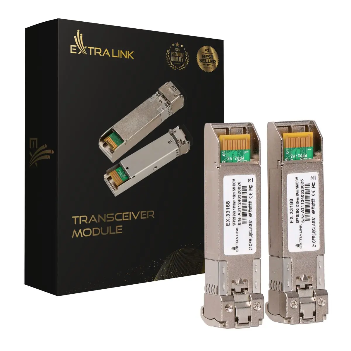 Extralink SFP28 25G 2-Pack | Moduł SFP28 | 25Gbps, LC/UPC Duplex, 1310nm, 10km, single mode, DOM - Elektronika i akcesoria