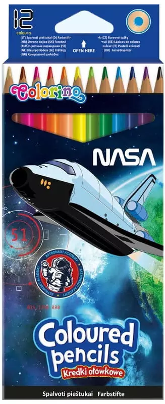 Kredki ołówkowe trójkątne Colorino NASA 12 kolorów - Papiernicze i szkolne