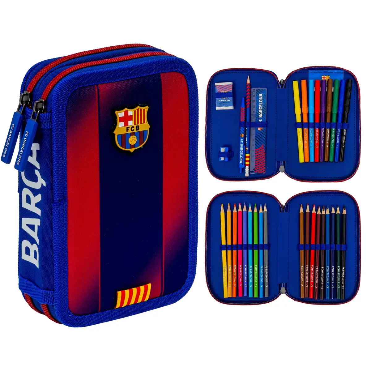 Piórnik podwójny z wyposażeniem, FC Barcelona - Papiernicze i szkolne
