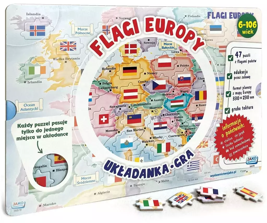 Układanka/gra Flagi Europy - Puzzle