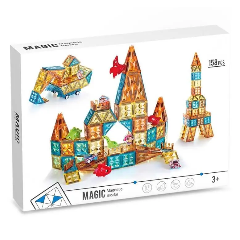 Klocki magnetyczne 3D konstrukcyjne 158el - Zabawki