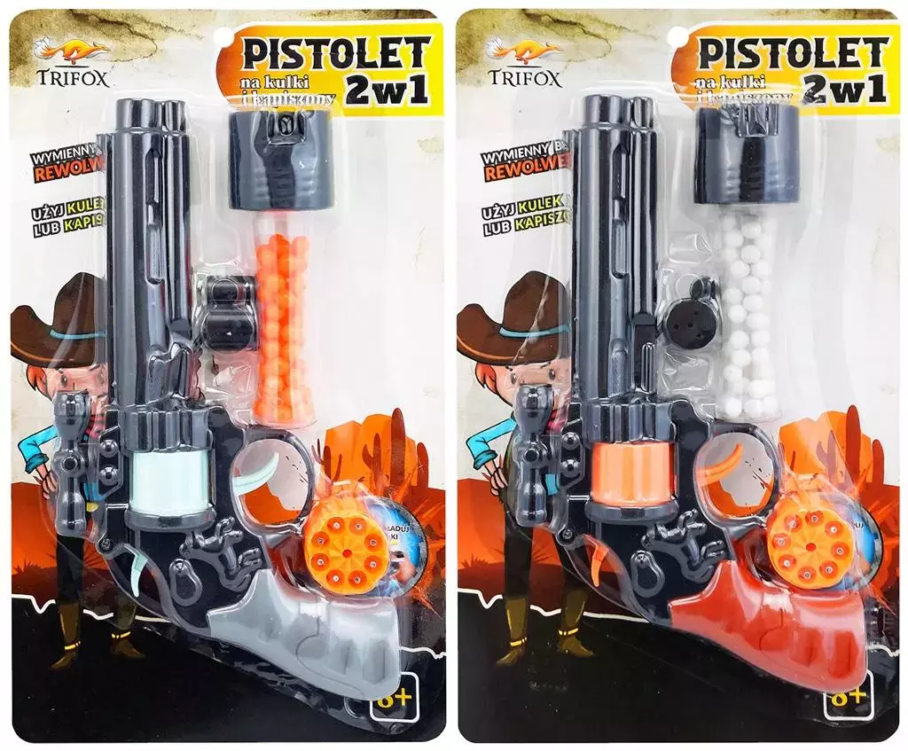 Pistolet 2w1 na kapiszony i kulki MIX - Zabawki