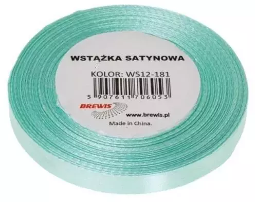 Wstążka satynowa miętowa 12mm x 32m - Papiernicze i szkolne