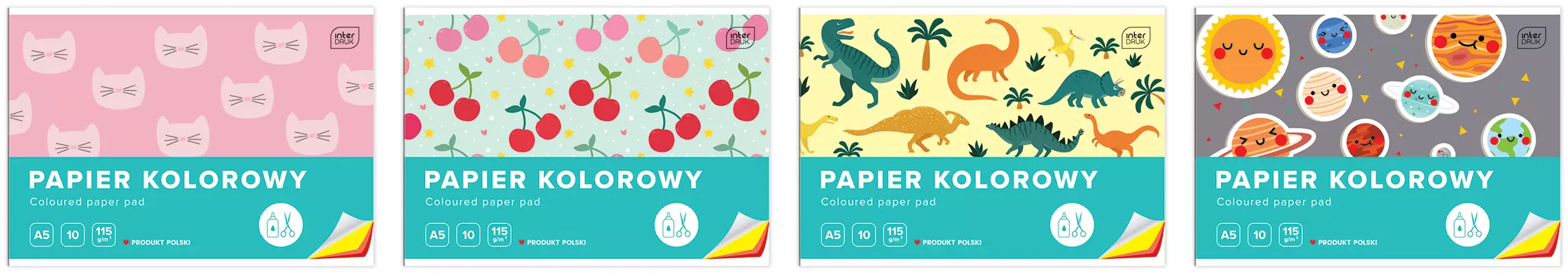 Papier kolorowy A5 10 kartek, mix wzorów - Papiernicze i szkolne