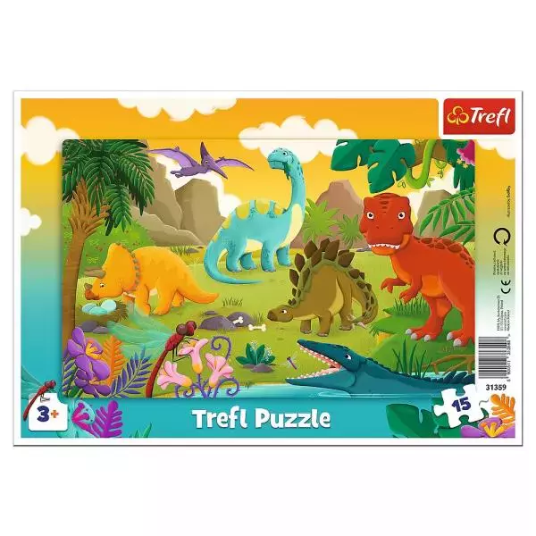 Puzzle 15 elementów. Dinozaury - Puzzle