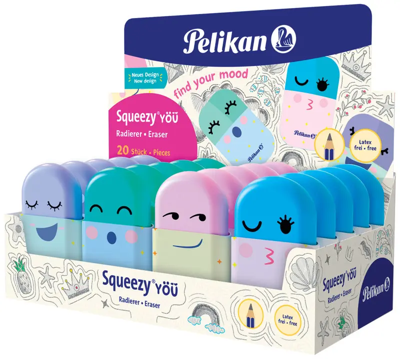 Gumka do ścierania Squeezy mix kolorów, Pelikan - Papiernicze i szkolne