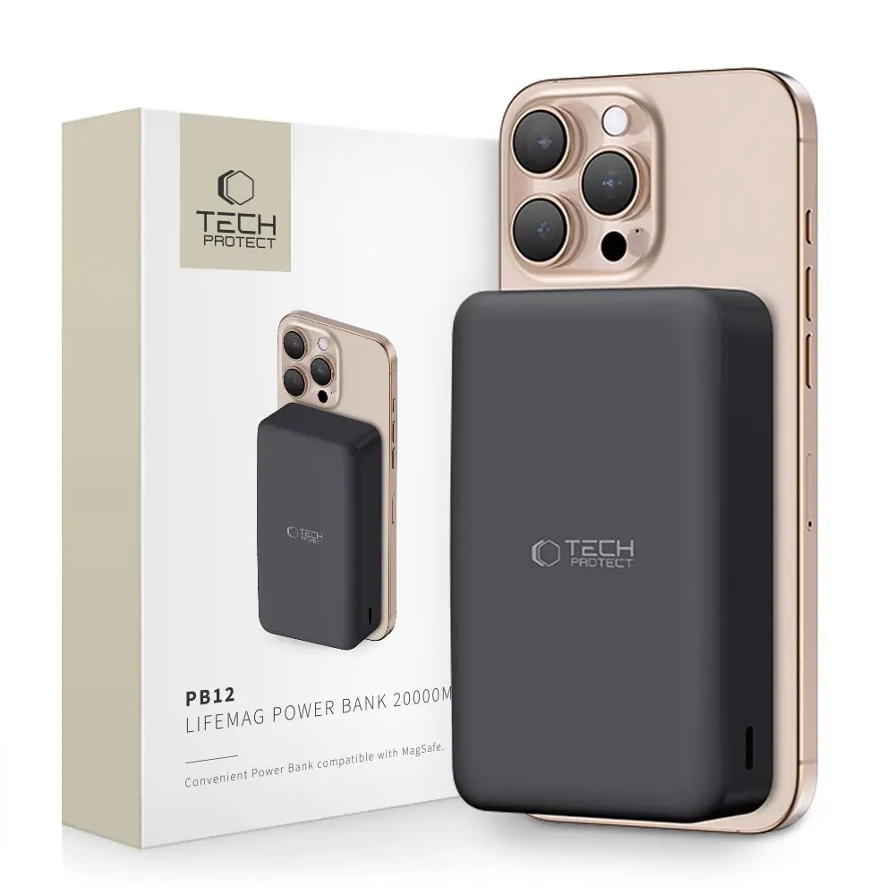 Tech-Protect PB12 Lifemag MagSafe Power Bank 20000MAH Black - Elektronika i akcesoria