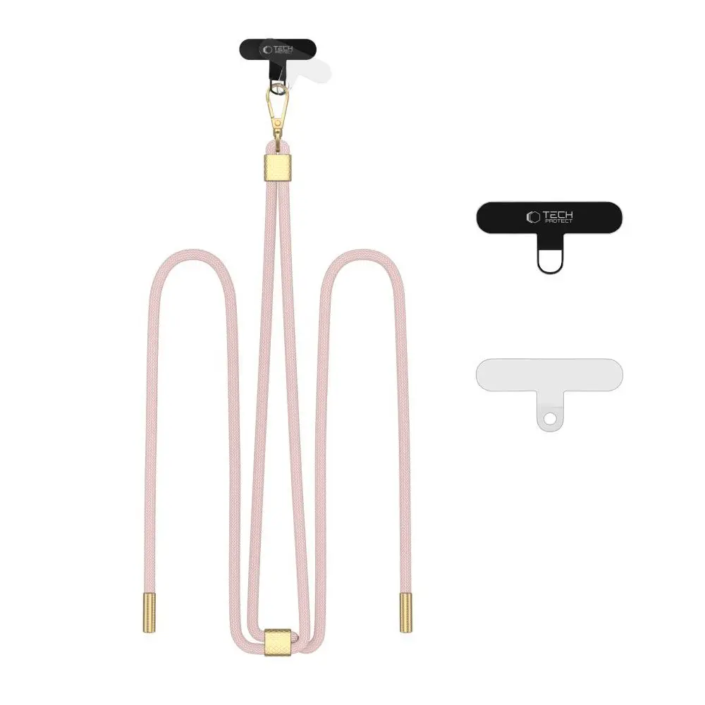 Tech-Protect C2S Rope Crossbody Strap Baby PINK/GOLD - Elektronika i akcesoria