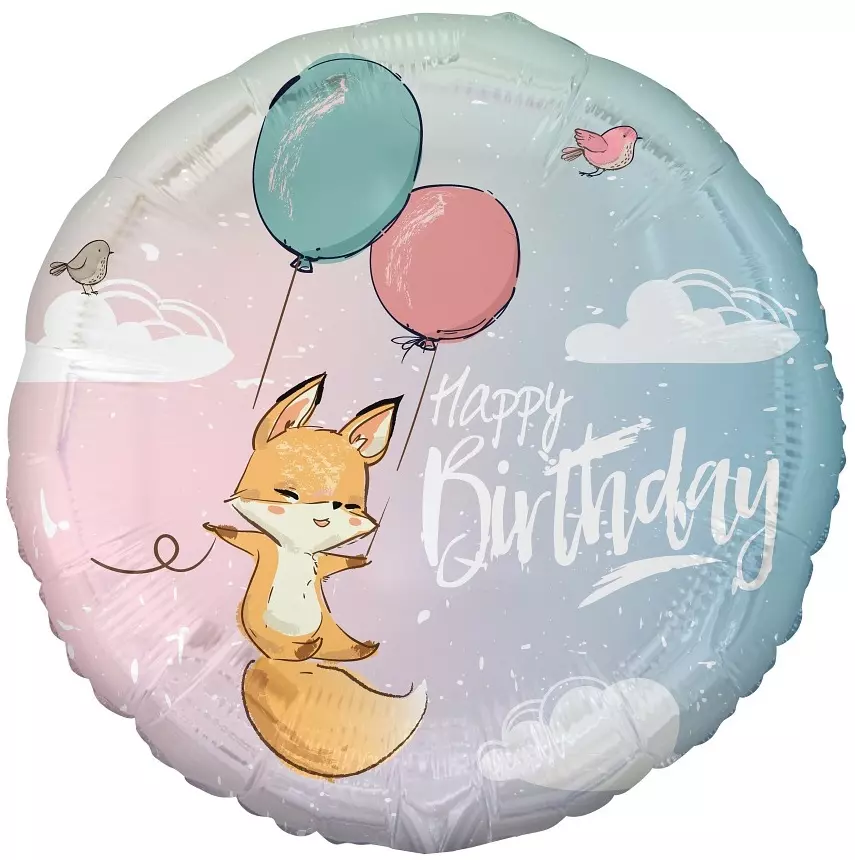 Balon foliowy okrągły (36 cm), lisek z balonikami - Papiernicze i szkolne