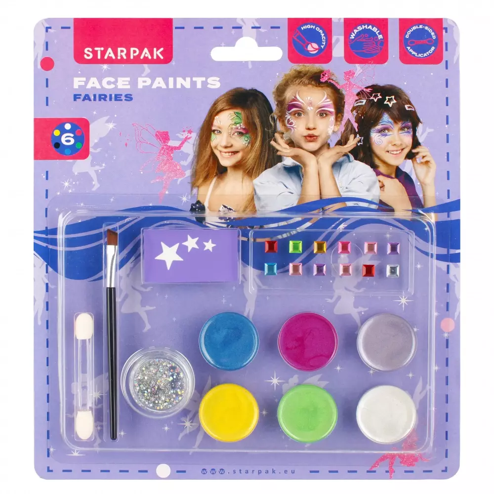Farby Do Malowania Twarzy 6 kolorów Plus Brokat Fairy Starpak 528373 - Papiernicze i szkolne