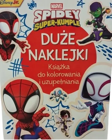 Duże naklejki. Książka do kolorowania i uzupełniania. Marvel Spidey i Super-kumple - Książki