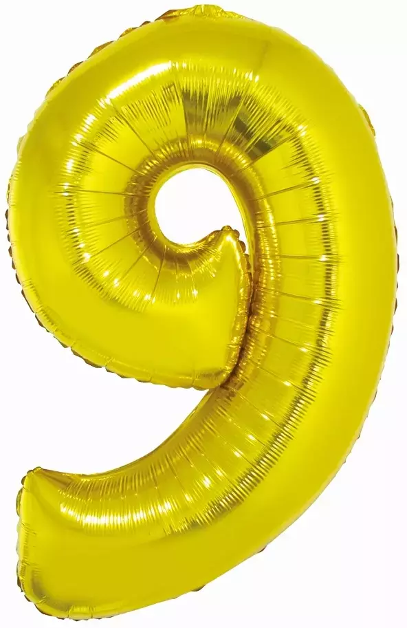 Balon foliowy. Cyfra 9, złota (76 cm) - Papiernicze i szkolne